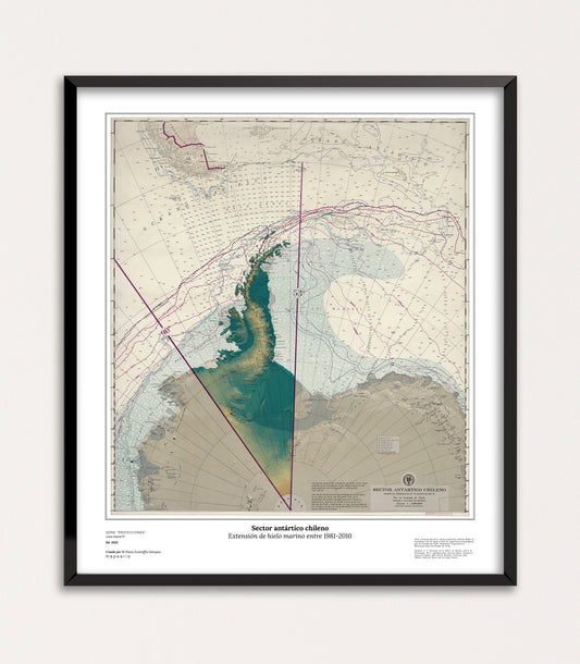 Mapa histórico de la Antártica con datos del hielo marino
