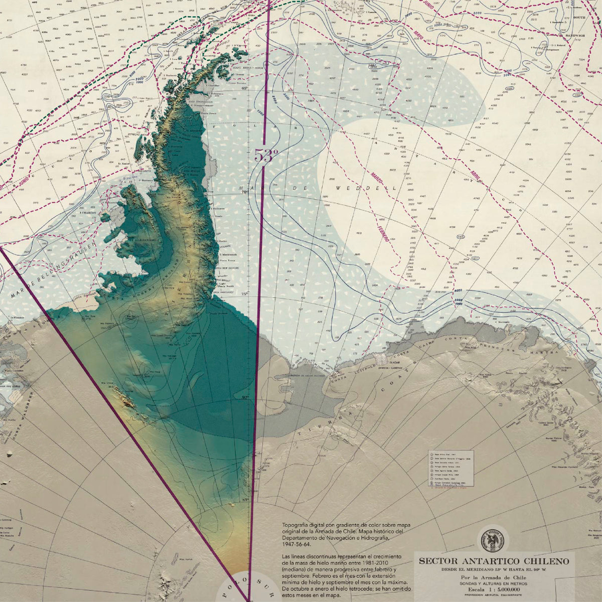Antártica chilena histórico con datos de hielo marino