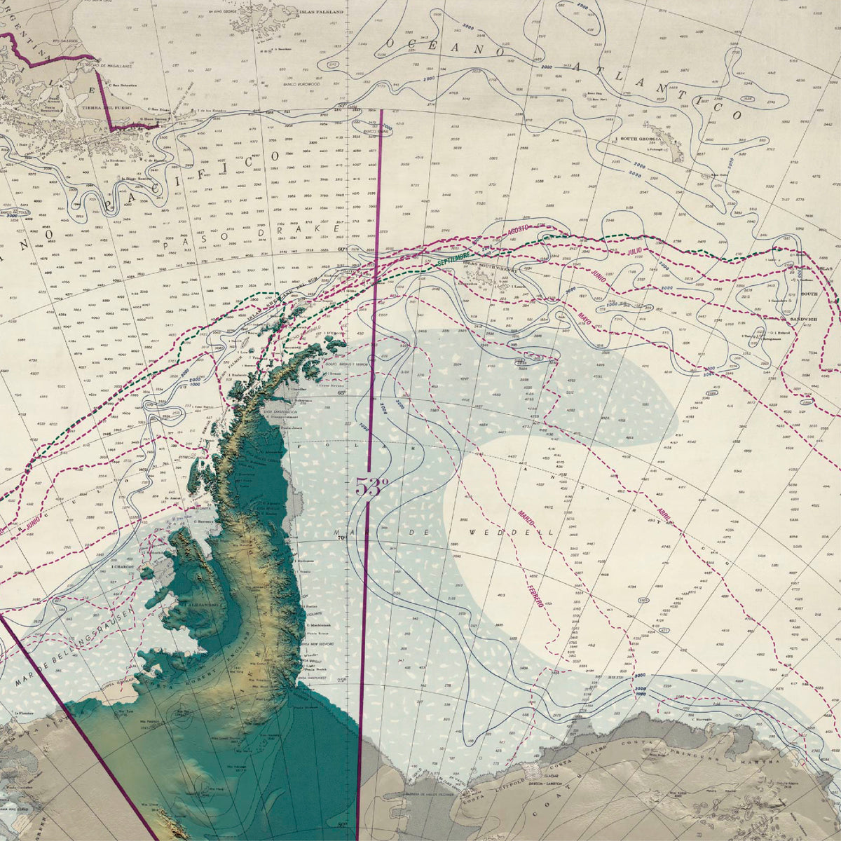 Antártica chilena histórico con datos de hielo marino