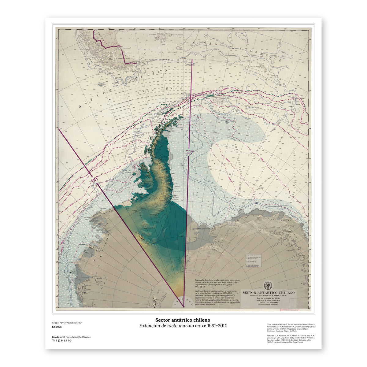Antártica chilena histórico con datos de hielo marino