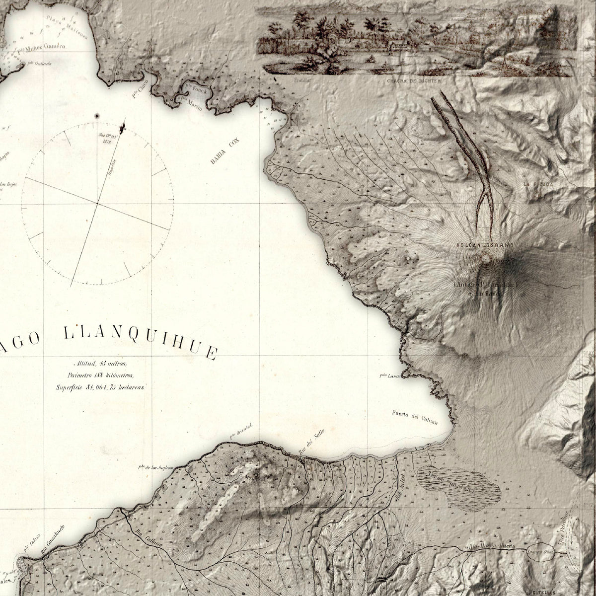 Plano histórico de la Comisión exploradora del Llanquihue