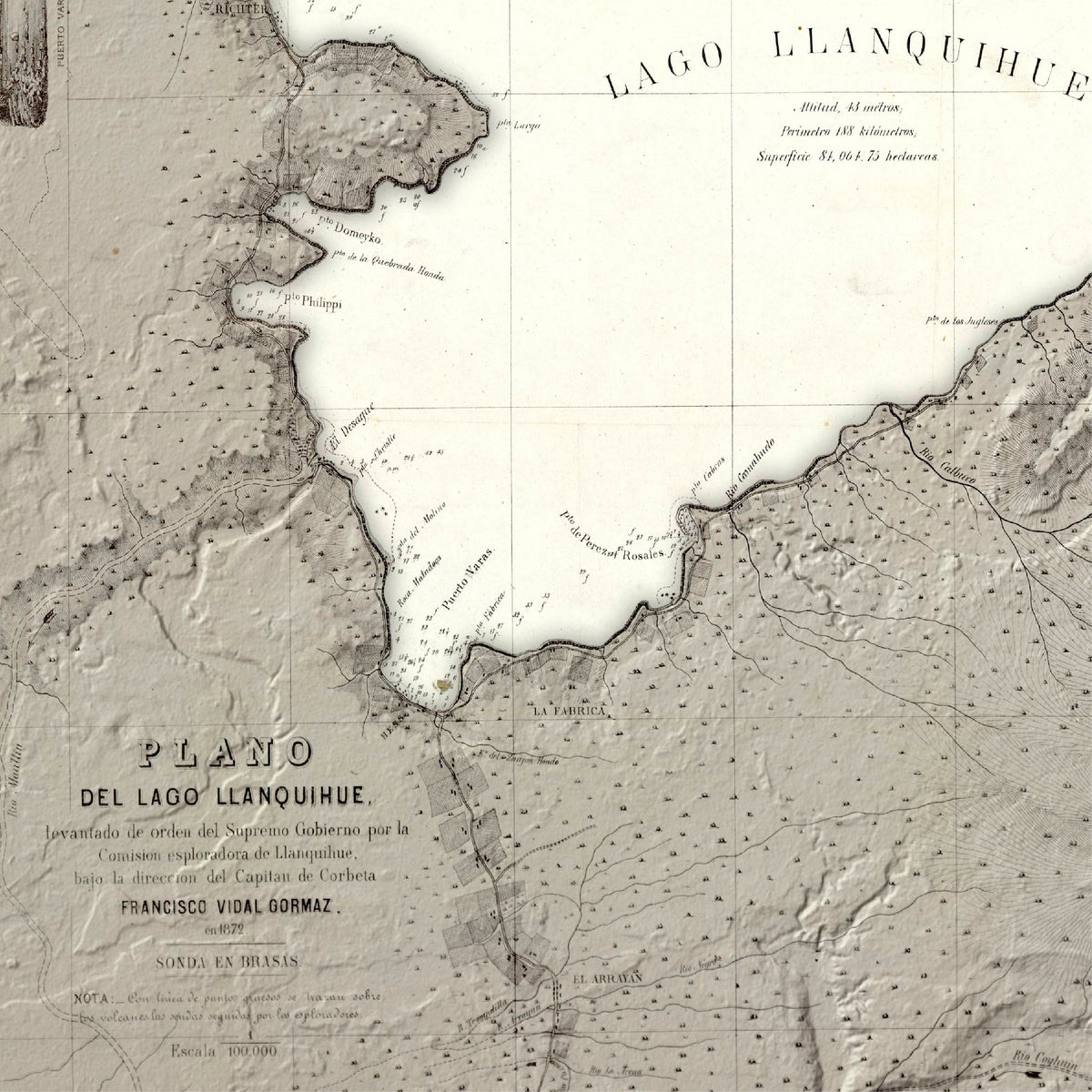 Plano histórico de la Comisión exploradora del Llanquihue